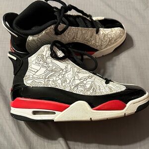 Jordan Dub Zero Kids Sneakers in Black, Red, and White